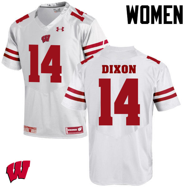 Wisconsin Badgers Women's #14 DCota Dixon NCAA Under Armour Authentic White College Stitched Football Jersey BI40S06QR